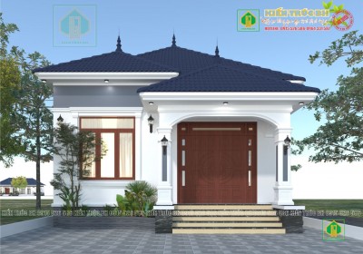 Mẫu nhà 1 tầng tân cổ điển 3 phòng ngủ mái nhật 